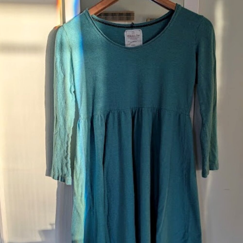 XSmall Jade Bohemian Folk Long Sleeve Babydoll Dress Small Flaw JerseyHempCotton